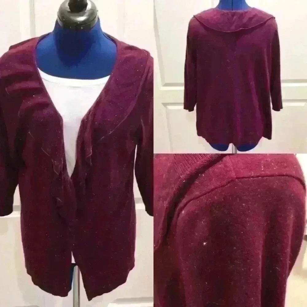 CHRISTOPHER & Banks Burgundy Cardigan W/ S…
